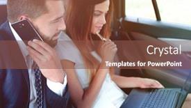  Presentation with team working together - Theme consisting of young business team working together in the car background and a tawny brown colored foreground