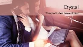  Presentation with team together everyone achieves more - Cool new slides with young business team working together backdrop and a coral colored foreground