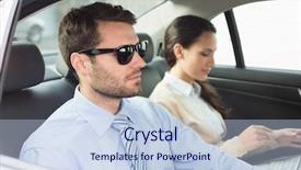  Presentation with team working together - Cool new presentation theme with young business team working together in the car backdrop and a light blue colored foreground