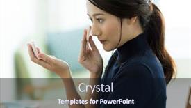  Presentation with young business woman smile show - Colorful presentation enhanced with young-business-woman-applying-make backdrop and a wine colored foreground