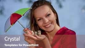  Presentation with investments - Audience pleasing presentation theme consisting of young business woman covers money backdrop and a tawny brown colored foreground