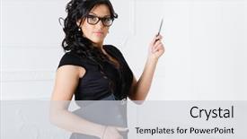  Presentation with black males business - Slides enhanced with young business woman in black background and a  colored foreground