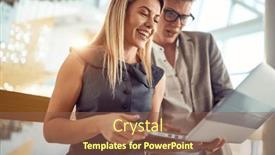  Presentation with atmosphere - Presentation design having young-business-woman-is-standing background and a violet colored foreground