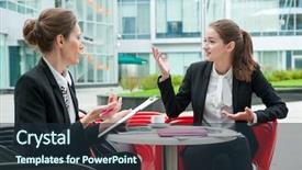  Presentation with job interview - Slides having young business woman job interview background and a wine colored foreground