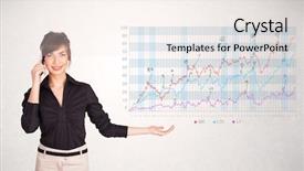  Presentation with stock market - Audience pleasing presentation consisting of young business woman presenting stock backdrop and a sky blue colored foreground