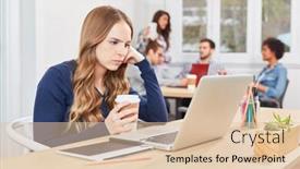  Presentation with coworking - Presentation theme consisting of young-business-woman-reflects background and a lemonade colored foreground