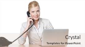  Presentation with office - Slide set enhanced with woman sitting at a office background and a soft green colored foreground