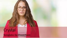  Presentation with simple business - PPT theme having young business woman wearing elegant background and a red colored foreground