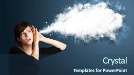  Presentation with business abstract - Amazing slides having young business woman with abstract cloud backdrop and a ocean colored foreground