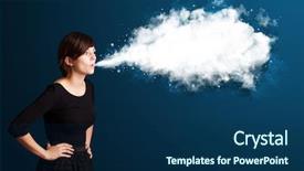  Presentation with abstract business - Slide set consisting of young business woman with abstract cloud background and a navy blue colored foreground