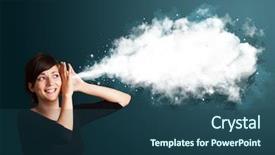  Presentation with abstract business - Colorful slide deck enhanced with young business woman with abstract cloud backdrop and a ocean colored foreground