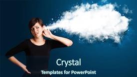  Presentation with abstract business - Audience pleasing theme consisting of young business woman with abstract cloud backdrop and a navy blue colored foreground