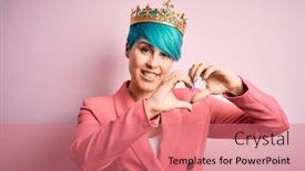  Presentation with pink business - Presentation design featuring young-business-woman-with-blue background and a coral colored foreground