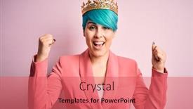  Presentation with pink business - Audience pleasing slide set consisting of young-business-woman-with-blue backdrop and a coral colored foreground