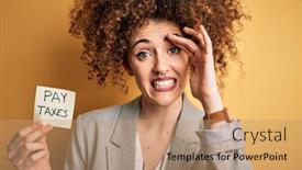  Presentation with curly hair - Colorful slides enhanced with young-business-woman-with-curly backdrop and a coral colored foreground