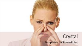  Presentation with pain - Cool new PPT layouts with young business woman with sinus backdrop and a  colored foreground