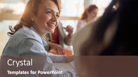  Presentation with canteen - PPT theme enhanced with young-business-woman background and a tawny brown colored foreground