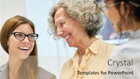  Presentation with business women - Slide set with young-business-women-talking background and a lemonade colored foreground