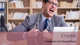  Presentation with online gambling - Colorful PPT layouts enhanced with young-businessman-addicted-to-online backdrop and a coral colored foreground