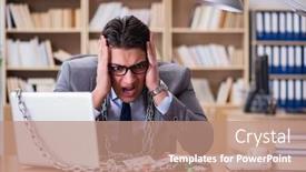  Presentation with online gambling - Colorful PPT theme enhanced with young businessman addicted to online backdrop and a coral colored foreground