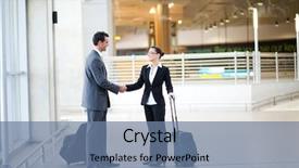  Presentation with meeting patriotic - Presentation theme consisting of young businessman and businesswoman meeting background and a seafoam green colored foreground