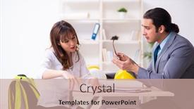  Presentation with architect - Slide set consisting of young-businessman-and-female-architect background and a coral colored foreground