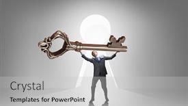  Presentation with key - PPT theme with young-businessman-and-lifting background and a light gray colored foreground