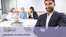  Presentation with front office - PPT layouts featuring young-businessman-as-a-confident background and a light blue colored foreground