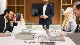  Presentation with business coaching - PPT layouts consisting of young-businessman-as-consultant background and a soft green colored foreground