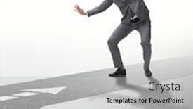  Presentation with crossroads - Theme enhanced with young-businessman-at-crossroads background and a light gray colored foreground