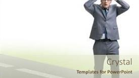  Presentation with uncertainty - Slides featuring young-businessman-at-crossroads and a cream colored foreground