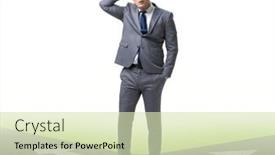  Presentation with crossroads - PPT theme featuring young-businessman-at-crossroads background and a soft green colored foreground