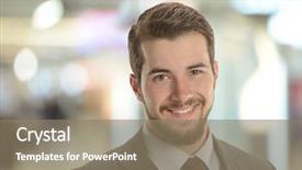  Presentation with airport - Beautiful PPT theme featuring young businessman at the airport with background out of focus backdrop and a coral colored foreground