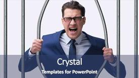  Presentation with prison bars - Amazing PPT theme having young businessman behind the bars backdrop and a ocean colored foreground