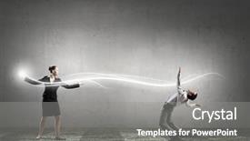  Presentation with magic - Slides with young-businessman-benting-from-magic background and a gray colored foreground
