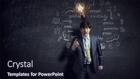  Presentation with chalk board - PPT layouts having young-businessman-beside-chalk-board background and a wine colored foreground