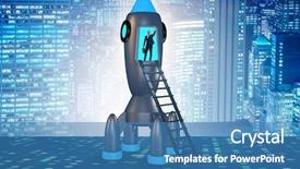  Presentation with rocket launch - Amazing presentation theme having young businessman boarding space rocket backdrop and a teal colored foreground