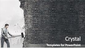  Presentation with old brick wall texture - Beautiful PPT theme featuring young businessman breaking old wall backdrop and a dark gray colored foreground