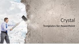  Presentation with holding hands old young - Cool new presentation theme with young businessman breaking old wall backdrop and a soft green colored foreground