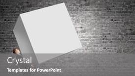  Presentation with cube - Presentation theme featuring young businessman carrying white big background and a gray colored foreground