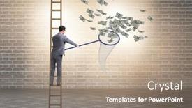  Presentation with net - Cool new PPT layouts with young-businessman-catching-dollars backdrop and a coral colored foreground