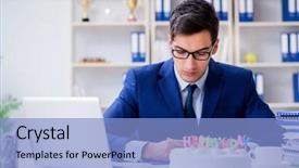  Presentation with birthday - PPT layouts featuring job anniversary - young businessman celebrating birthday alone background and a light blue colored foreground