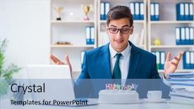  Presentation with romantic birthday couple celebrate - Beautiful slides featuring work wishes - young businessman celebrating birthday alone backdrop and a light blue colored foreground
