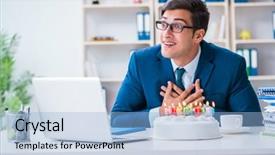  Presentation with birthday 40 - PPT theme with thank boss - young businessman celebrating birthday alone background and a light blue colored foreground