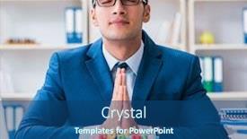  Presentation with alone - Presentation featuring young businessman celebrating birthday alone in office background and a ocean colored foreground