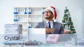  Presentation with prize - Slide deck featuring young businessman celebrating christmas background and a  colored foreground