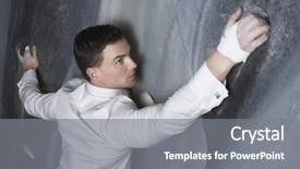  Presentation with indoor rock climbing - Audience pleasing presentation theme consisting of young businessman climbing indoor wall backdrop and a gray colored foreground