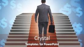  Presentation with red carpet - Amazing presentation theme having young businessman climbing stairs and red carpet backdrop and a tawny brown colored foreground