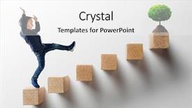  Presentation with business growth - Cool new presentation design with young businessman climbing the career backdrop and a white colored foreground