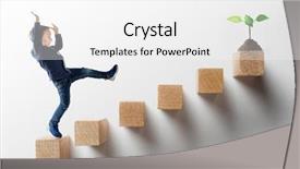  Presentation with business growth - Beautiful theme featuring young businessman climbing the career backdrop and a white colored foreground